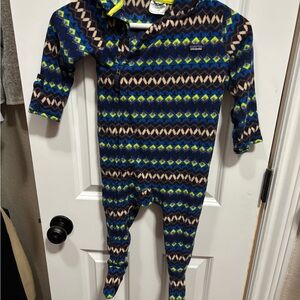 Patagonia Kids One Piece - Blue and Green Zigzag